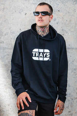 TRAYS | Fleece Hoodie Logo Black